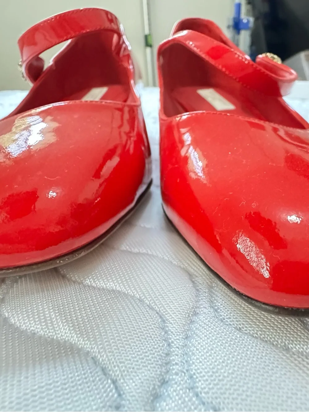 Dolce & Gabbana Red Patent Leather Crystal Mary Jane Pumps IT 35